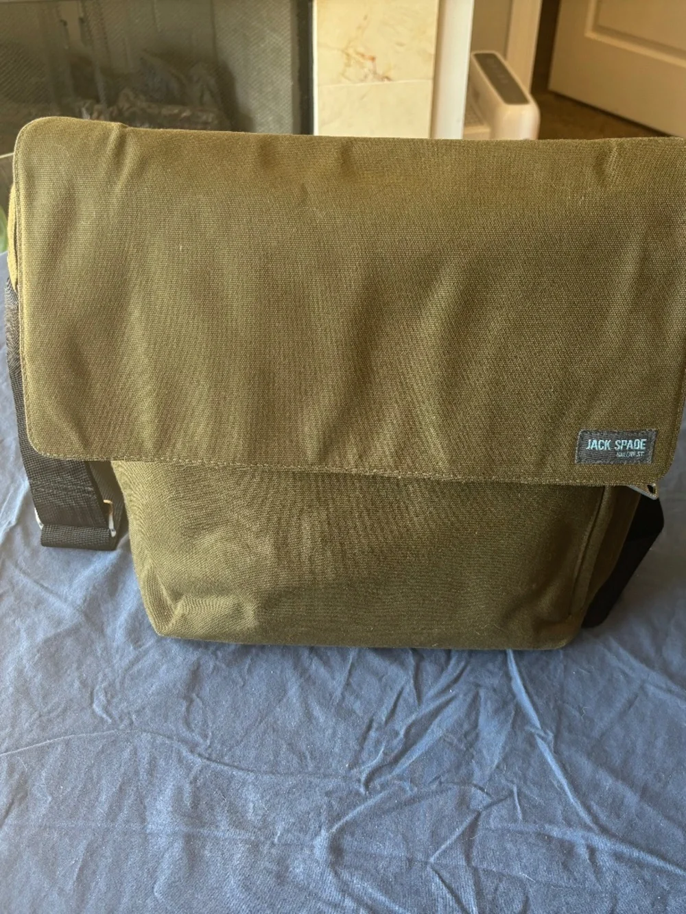 Jack Spade Canvas Messenger Bag Greene Street Olive Laptop Bag Orange Liner Kate